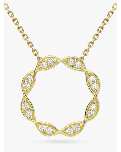 Ib&b 9ct Yellow Gold Cubic Zirconia Twist Circle Necklace - Metallic