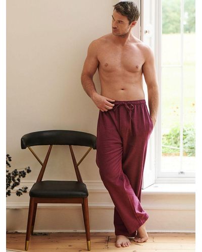 British Boxers Cahors Damson Brushed Cotton Pyjama Trousers - Red
