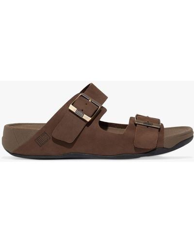 Fitflop Gogh Moc Leather Sliders - Brown