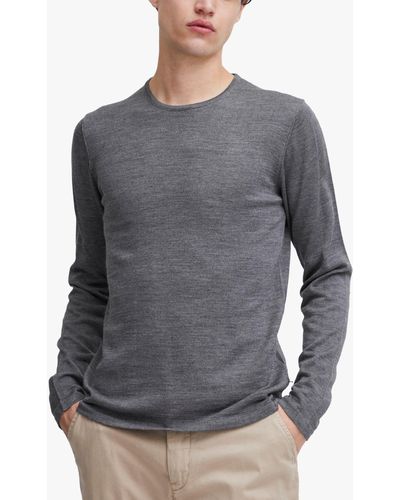 Reiss Casual Friday Kent Lightweight Merino Crew Neck Knit - Grey