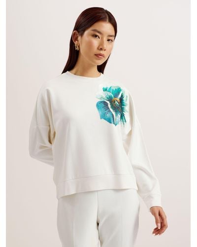 Ted Baker Bayleyy Sequin Graphic Sweatshirt - White