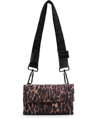 AllSaints Ezra Leopard Print Rectangular Crossbody Bag - White