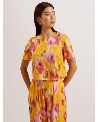 Ted Baker Hitaku Abstract Print Top - Orange