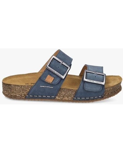 Josef Seibel Hannah 05 Slider Flat Leather Sandals - Blue