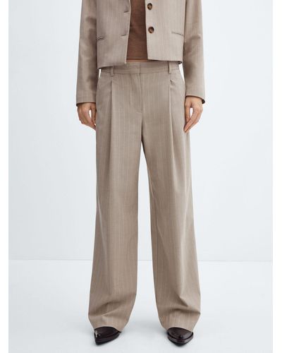 Mango Florida Pinstripe Suit Trousers - Natural