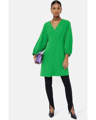 Jigsaw Textured Short Dress - Green