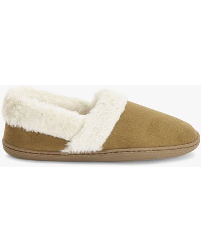 John Lewis Comfort Cuff Microsuede Slippers - Natural