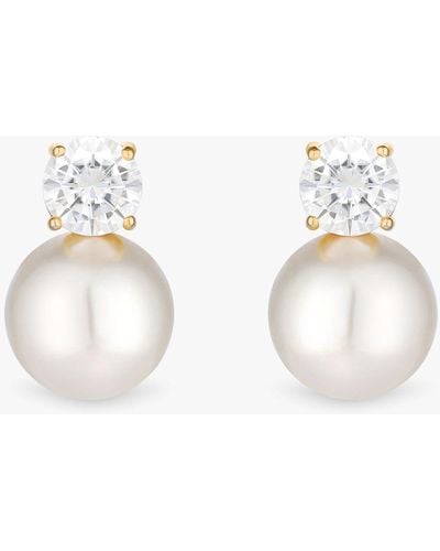 Jon Richard Crystal & Pearl Drop Earrings - White