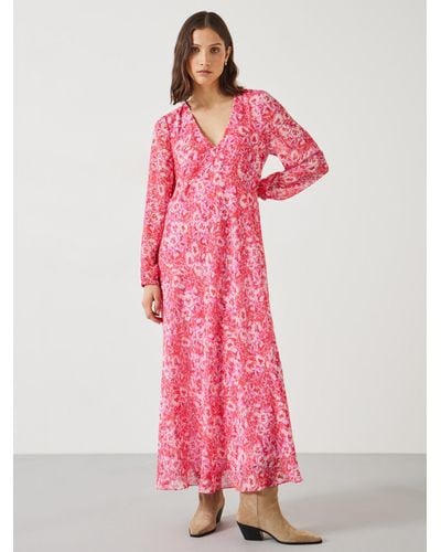 Hush Wray Painted Floral Print Maxi Dress - Pink