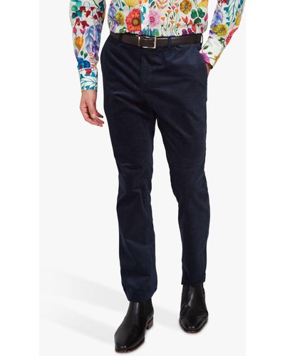 Simon Carter Straight Fit Cord Trousers - Blue
