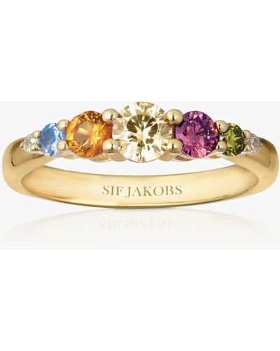 Sif Jakobs Jewellery Graduating Cubic Zirconia Ring - Multicolour