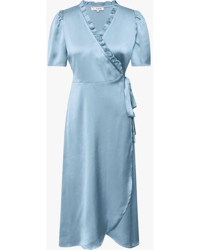 A-View Peony Wrap Dress - Blue