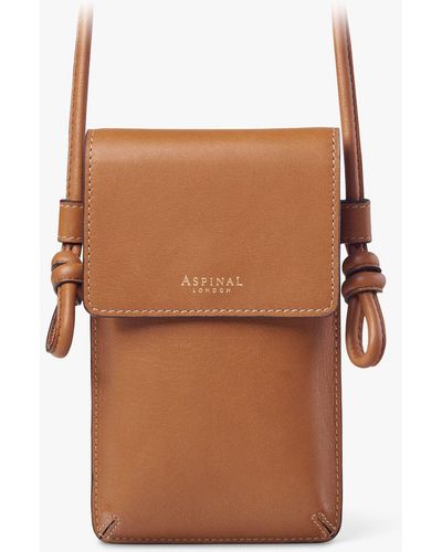 Aspinal of London Ella Smooth Leather Phone Pouch - Brown