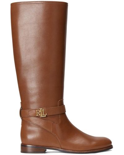 Ralph Lauren Brittaney Burnished Leather Riding Boot - Brown