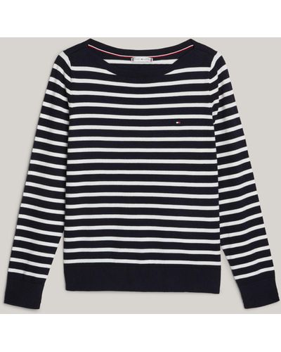 Tommy Hilfiger Adaptive Organic Cotton Blend Stripe Jumper - Blue