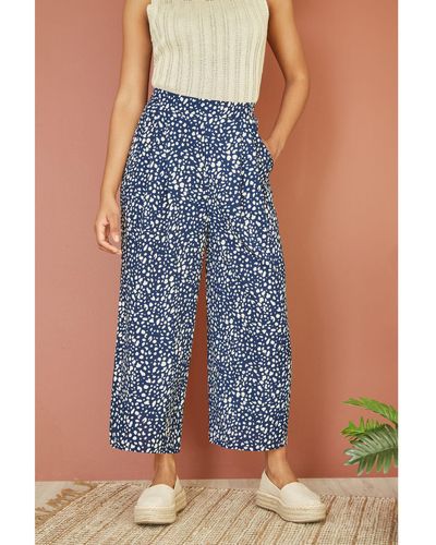 Yumi' Dash Print Culotte Trousers - Blue