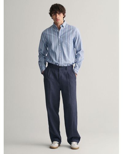 GANT Linen Suit Trousers - Blue
