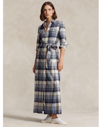 Ralph Lauren Polo Stephanie Plaid Cotton Twill Maxi Shirt Dress - Multicolour