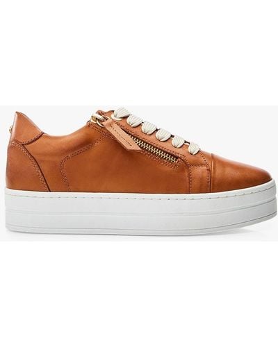 Moda In Pelle Abbiy Leather Platform Trainers - Brown