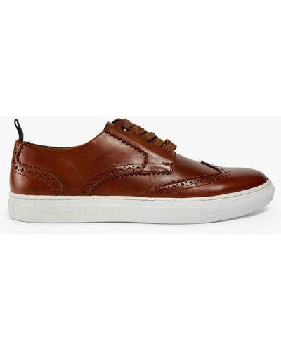 Pod Foley Leather Brogue Trainers - Brown
