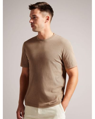 Ted Baker Tywinn Short Sleeve Regular Plain T-shirt - Brown