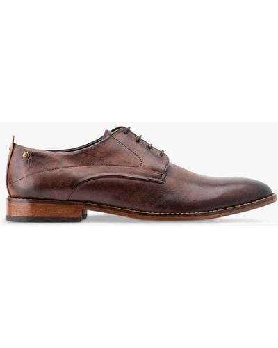 Base London Script Washed Leather Oxford Shoes - Brown