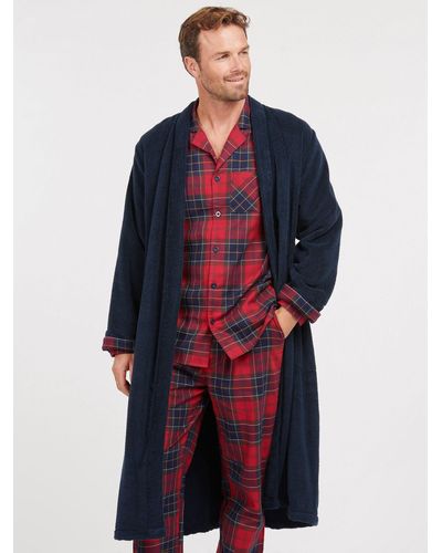 Barbour Lachlan Classic Towelling Dressing Gown - Blue