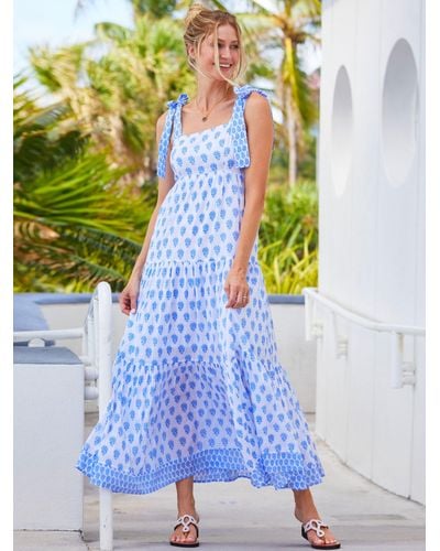 Aspiga Tabitha Abstract Tiered Maxi Dress - Blue