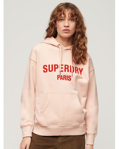 Superdry Sports Luxe Loose Fit Hoodie - Natural