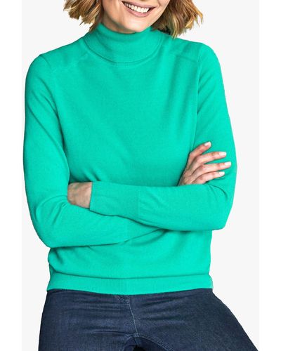 Pure Collection Roll Neck Cashmere Jumper - Green