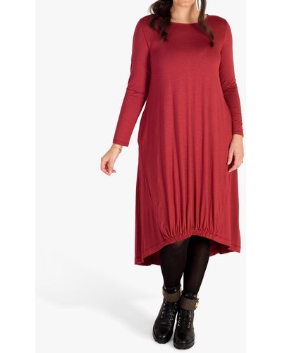 Chesca Ruched Hem Midi Dress - Red