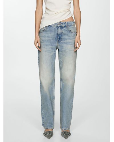 Mango Aila Straight Low Waist Jeans - Blue