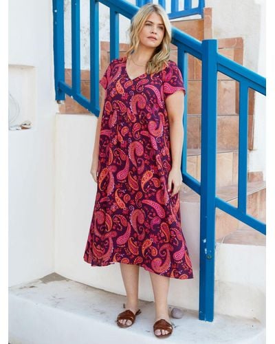 Live Unlimited Curve Paisley Tiered Midi Dress - Blue