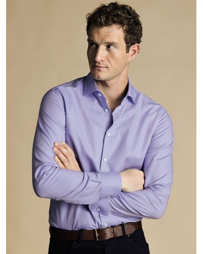 Charles Tyrwhitt Non-iron Stretch Semi-plain Shirt - Purple