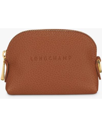 Longchamp Le Foulonné Leather Coin Purse - Brown