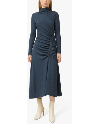 Jigsaw Crinkle Fabric Ruched Midi Dress - Blue