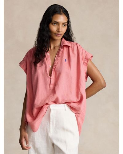 Ralph Lauren Polo Linen Popover Shirt - Pink