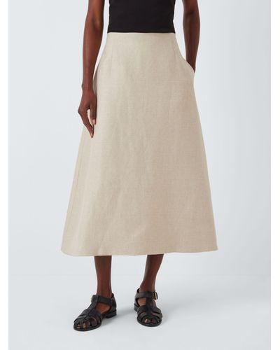 Theory High Waist Linen Skirt - Natural