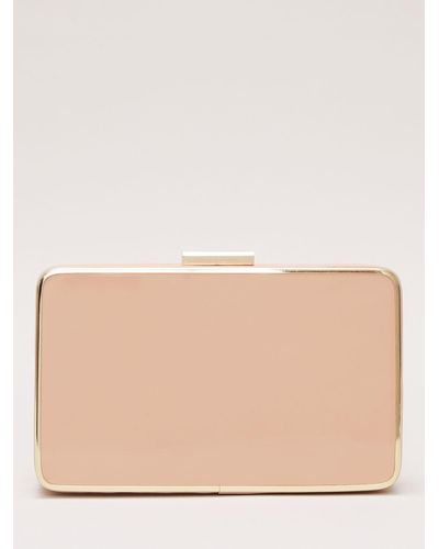 Phase Eight Patent Box Clutch Bag - Natural