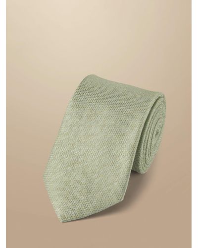 Charles Tyrwhitt Linen And Silk Blend Tie - Green