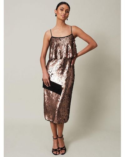 Phase Eight Myka Sequin Tiered Dress - Natural