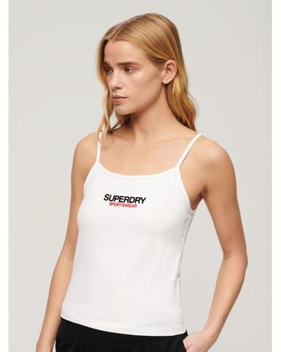 Superdry Logo Fitted Cami Top - White