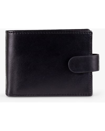 John Lewis Vegetable Tanned Leather Card Coin Flip Wallet - Black