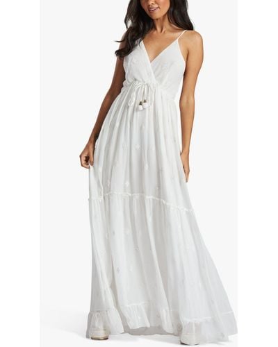 South Beach Sequin Detail Tiered Maxi Dress - White