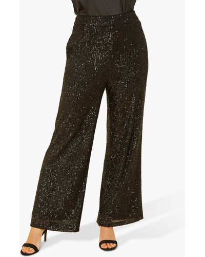 Yumi' All-over Sequin Trousers - Black