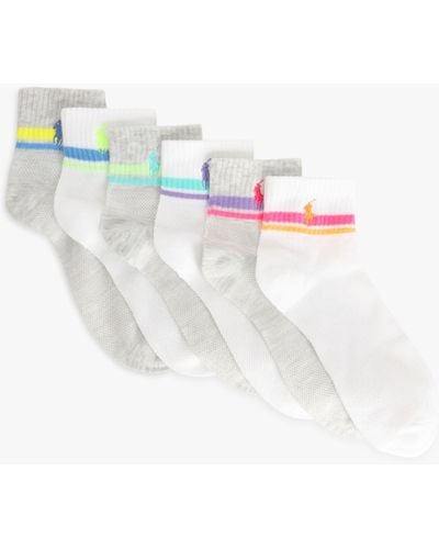 Ralph Lauren Open Mesh Double Stripe Ankle Socks - White
