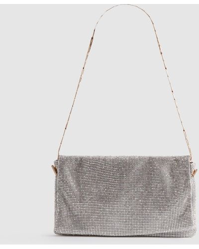 Reiss Soho Embellished Chainmail Shoulder Bag - White