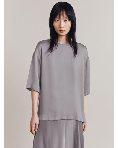 Ghost Cairo Relaxed Satin Top - Grey
