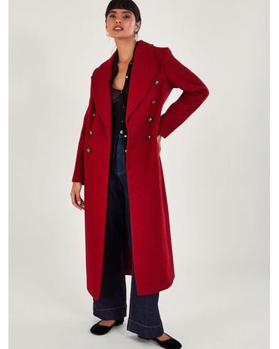 Monsoon Daria Double-breasted Coat Red