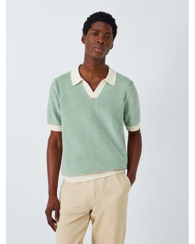 John Lewis Knitted Short Sleeve Polo Shirt - Green